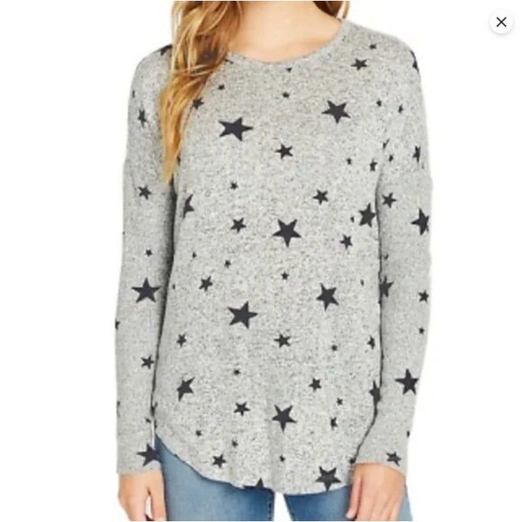 Buffalo David Bitton Grey Star Long Sleeve Top Size Large - Picture 1 of 7